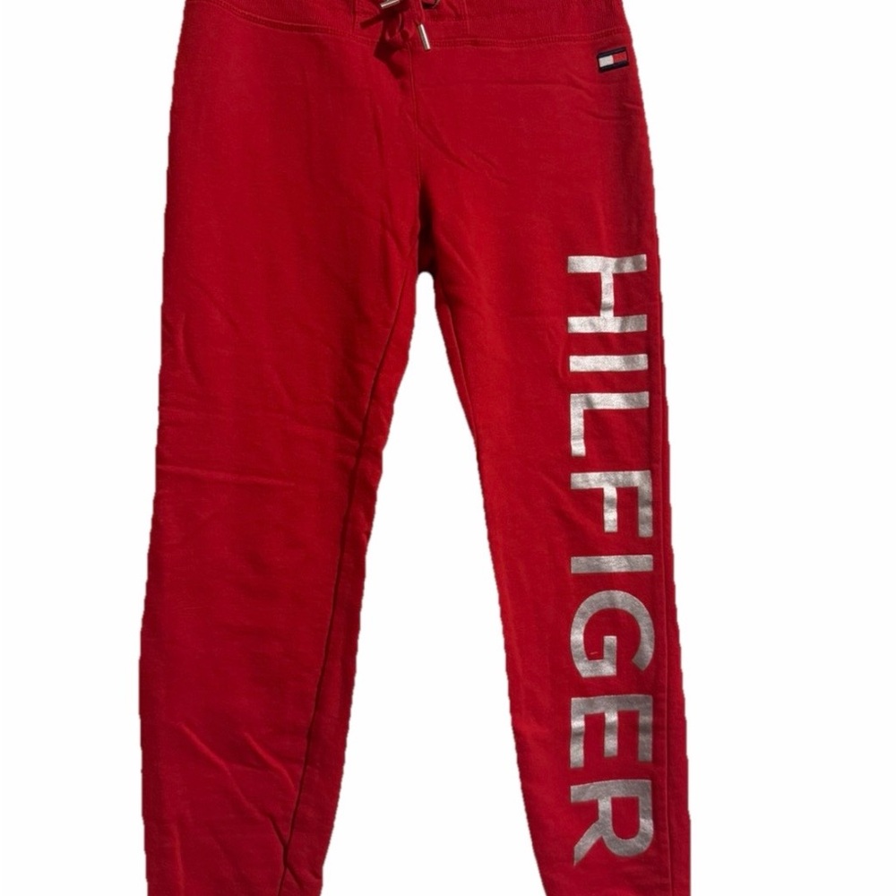 Tommy Hilfiger Women’s Red Joggers with Silver Logo
